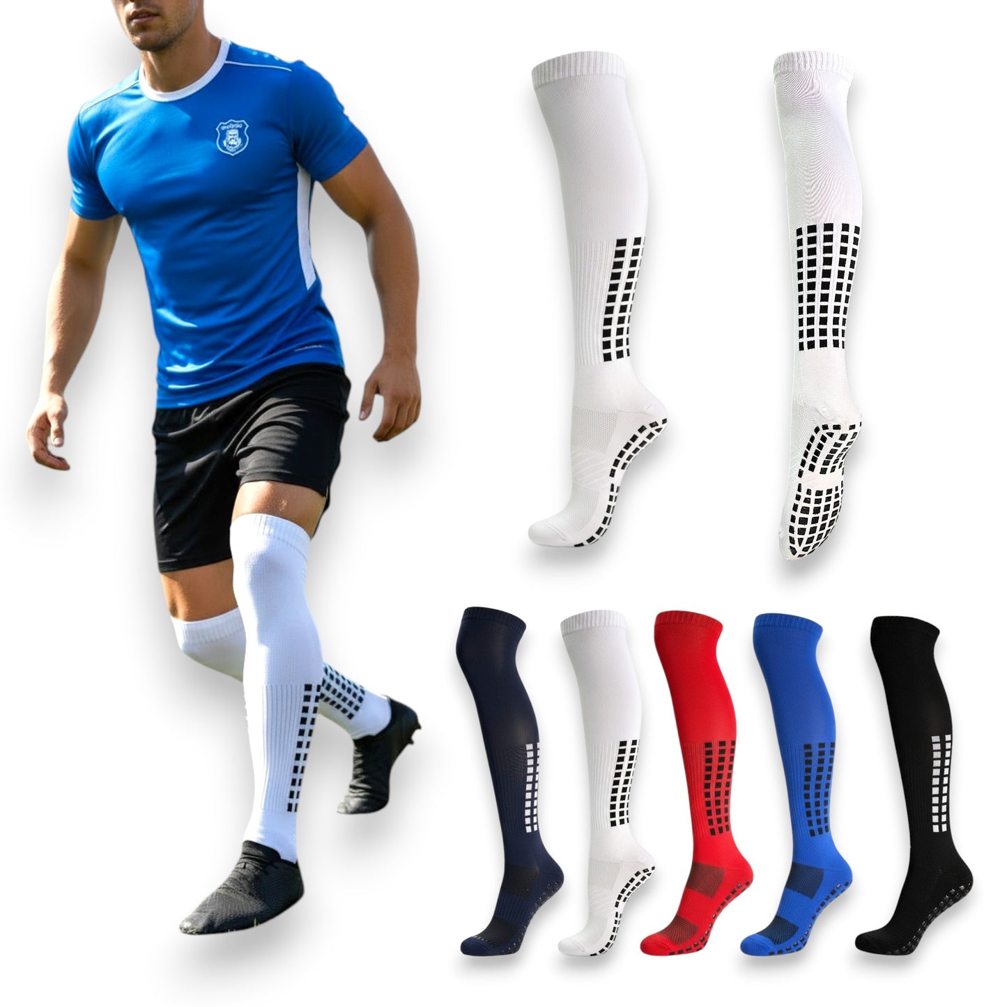 Calceta larga con antiderrapante para deportes unitalla unisex paquete de 6