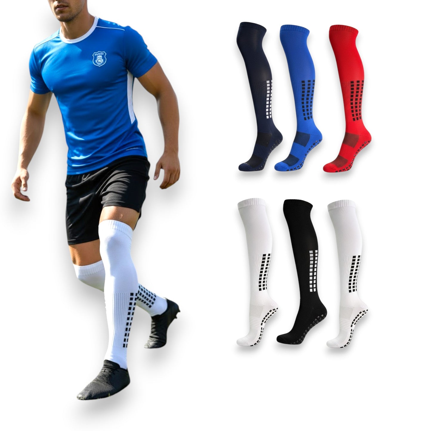 Calceta larga con antiderrapante para deportes unitalla unisex paquete de 6