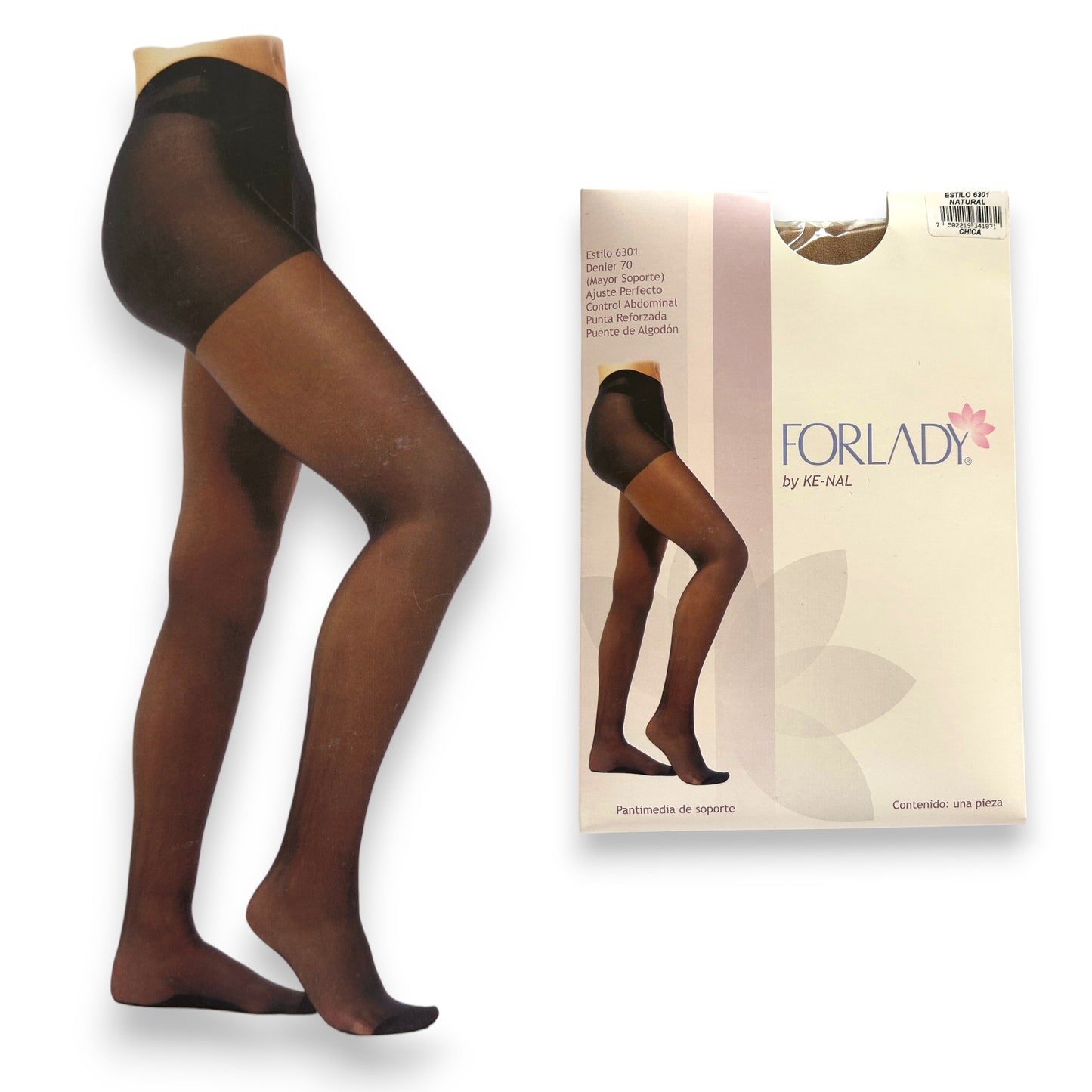 Pantimedia de nylon con soporte Denier 70 y control abdominal #6301 dama ForLady