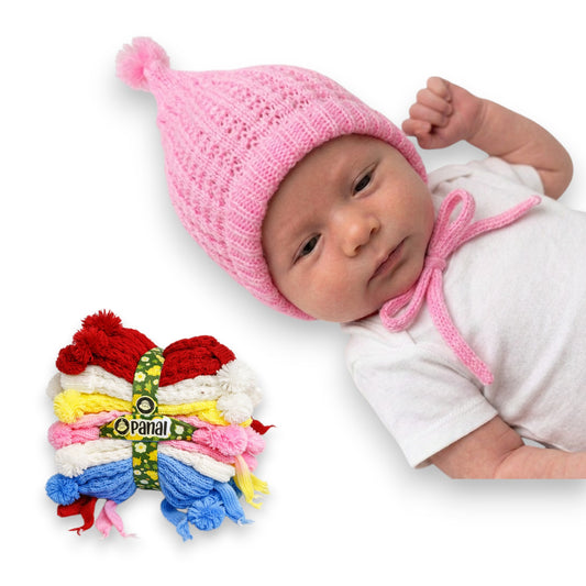 Gorro tejido surtido varios colores recién nacido diseño panal paquete de 12