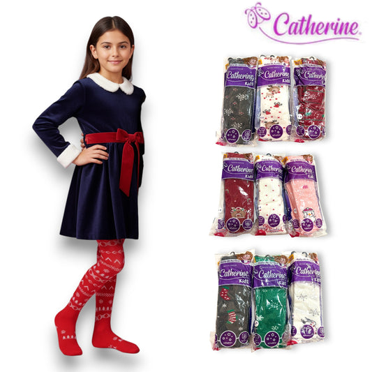 Malla estampada navideña de acrilán gruesa infantil Catherine paquete de 3