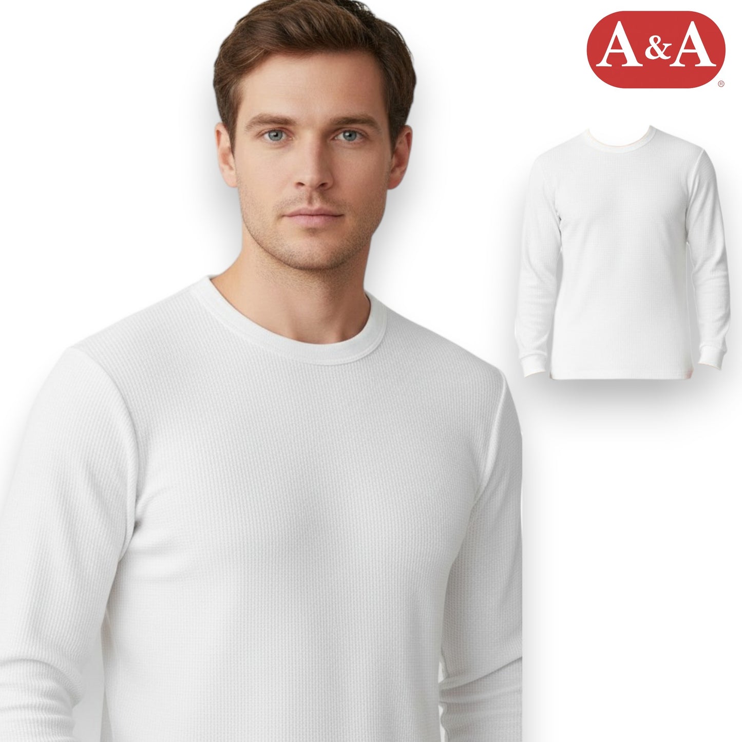 Playera térmica cuello redondo manga larga blanca unitalla caballero AYA