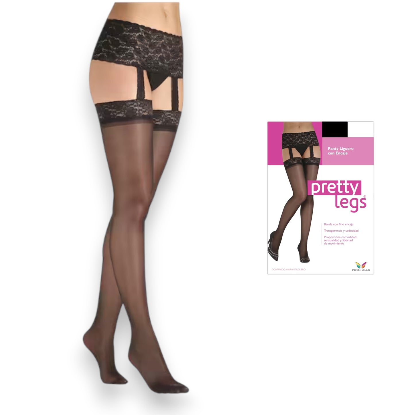 Panty liguero banda con encaje dama Pretty Legs