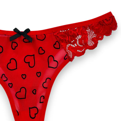Tanga estampada con encaje surtida unitalla dama #T42 Mary Paquete de 6
