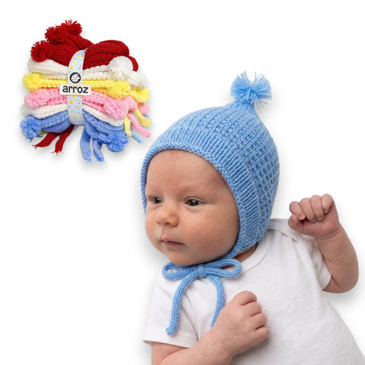 Gorro tejido surtido varios colores recién nacido diseño arroz paquete de 12