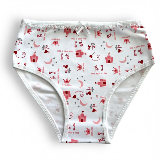 Pantaleta con estampado castillos y detalle de encaje niña #1166 Cylyo