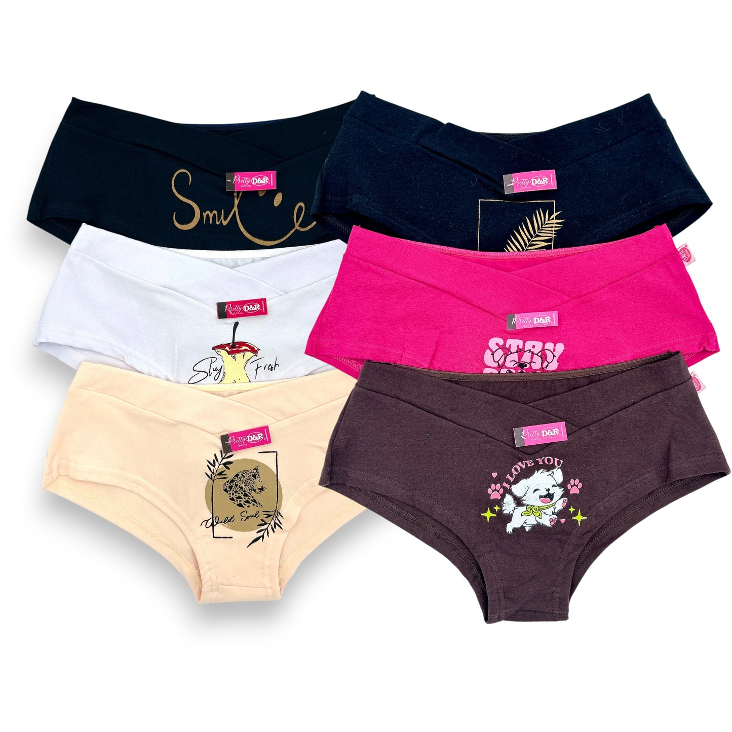 Boxer corto de algodón estampado thalia surtido dama D&R paquete de 6