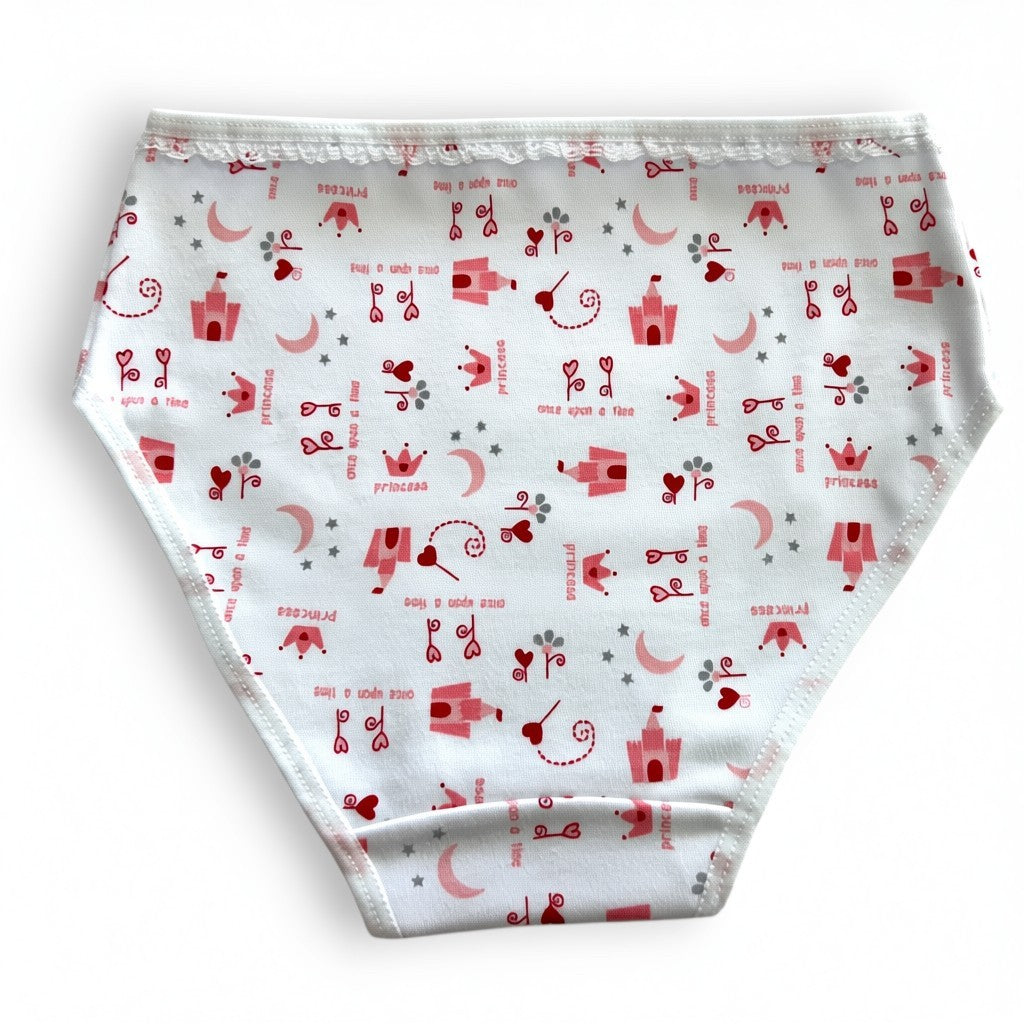 Pantaleta con estampado castillos y detalle de encaje niña #1166 Cylyo