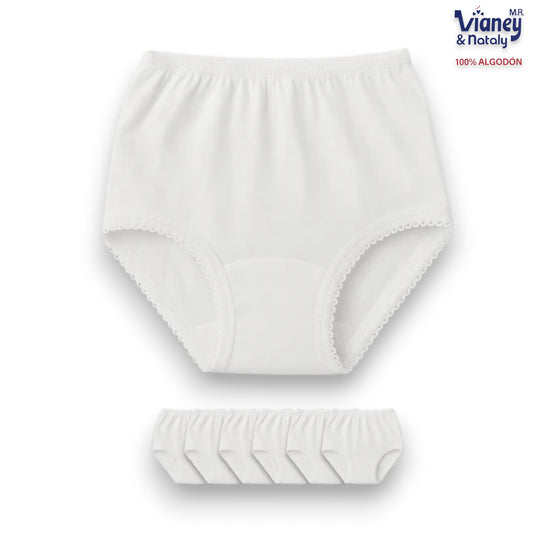 Pantaleta inter blanca niña Vianey paquete de 6