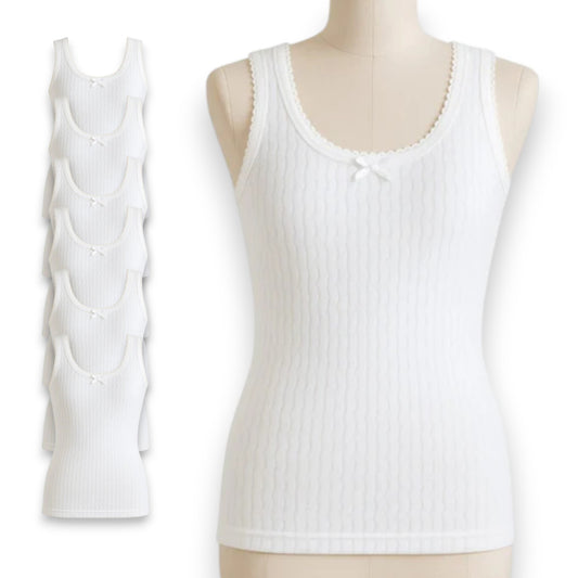 Camiseta interior rombos blanca niña AYA paquete de 6