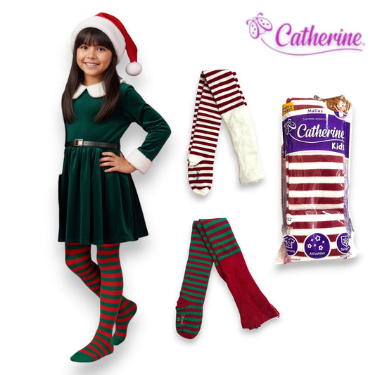 Malla navideña rayada de acrilán gruesa infantil Catherine