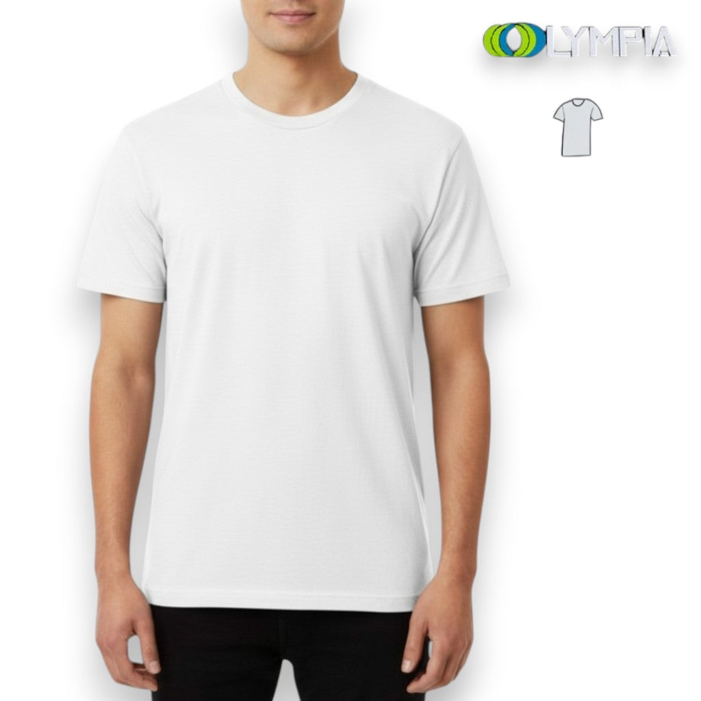 Playera de algodón cuello redondo manga corta blanca caballero #5050 Olympia