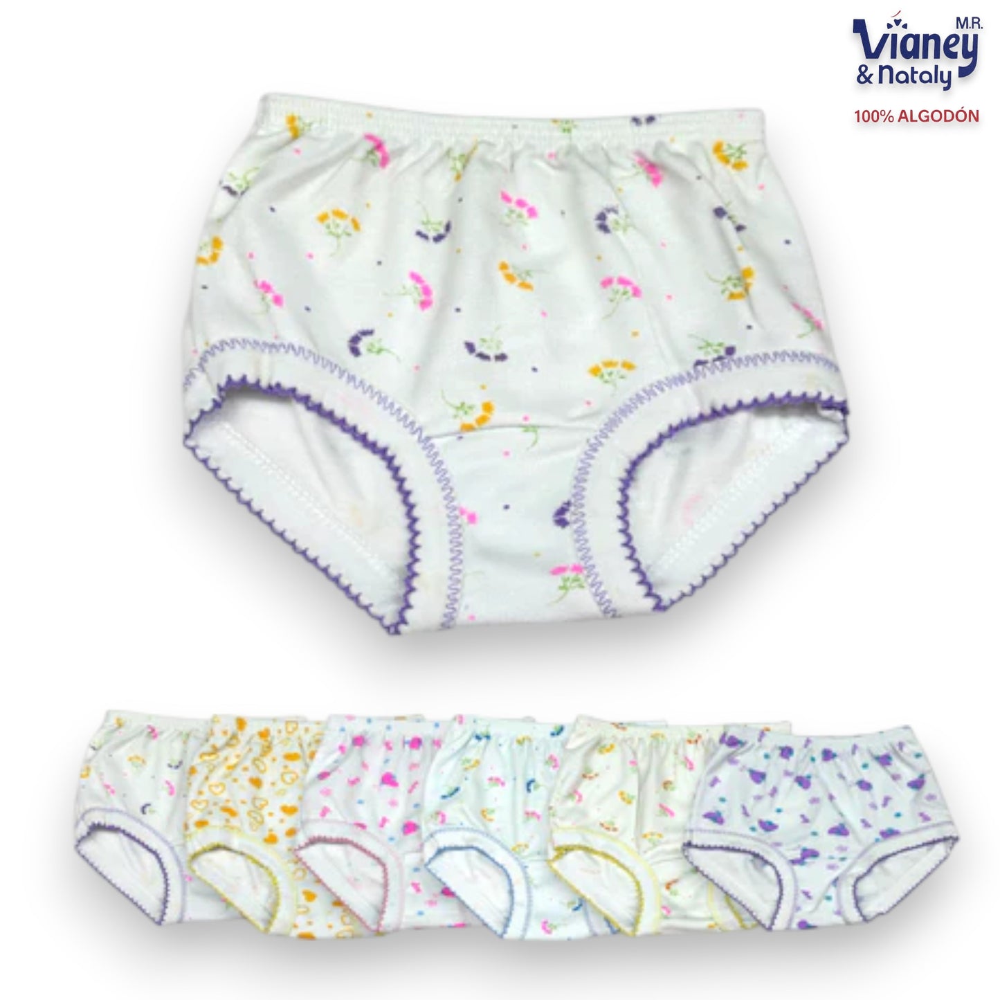 Pantaletas estampadas niña Vianey paquete de 6