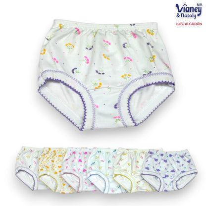 Pantaletas estampadas niña Vianey paquete de 6