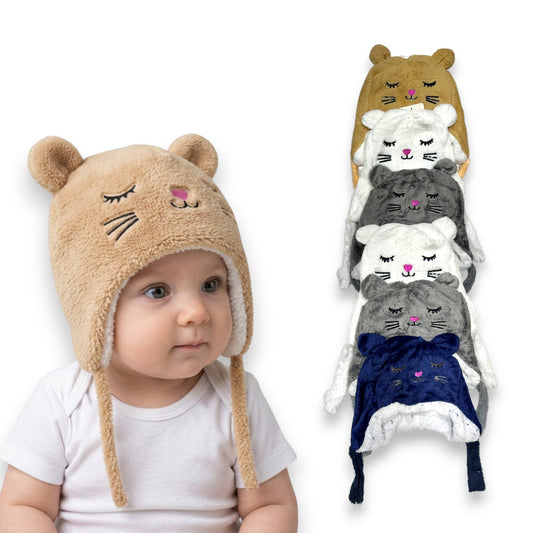 Gorro afelpado con diseño bordado para bebe #34 Hello Baby paquete de 6