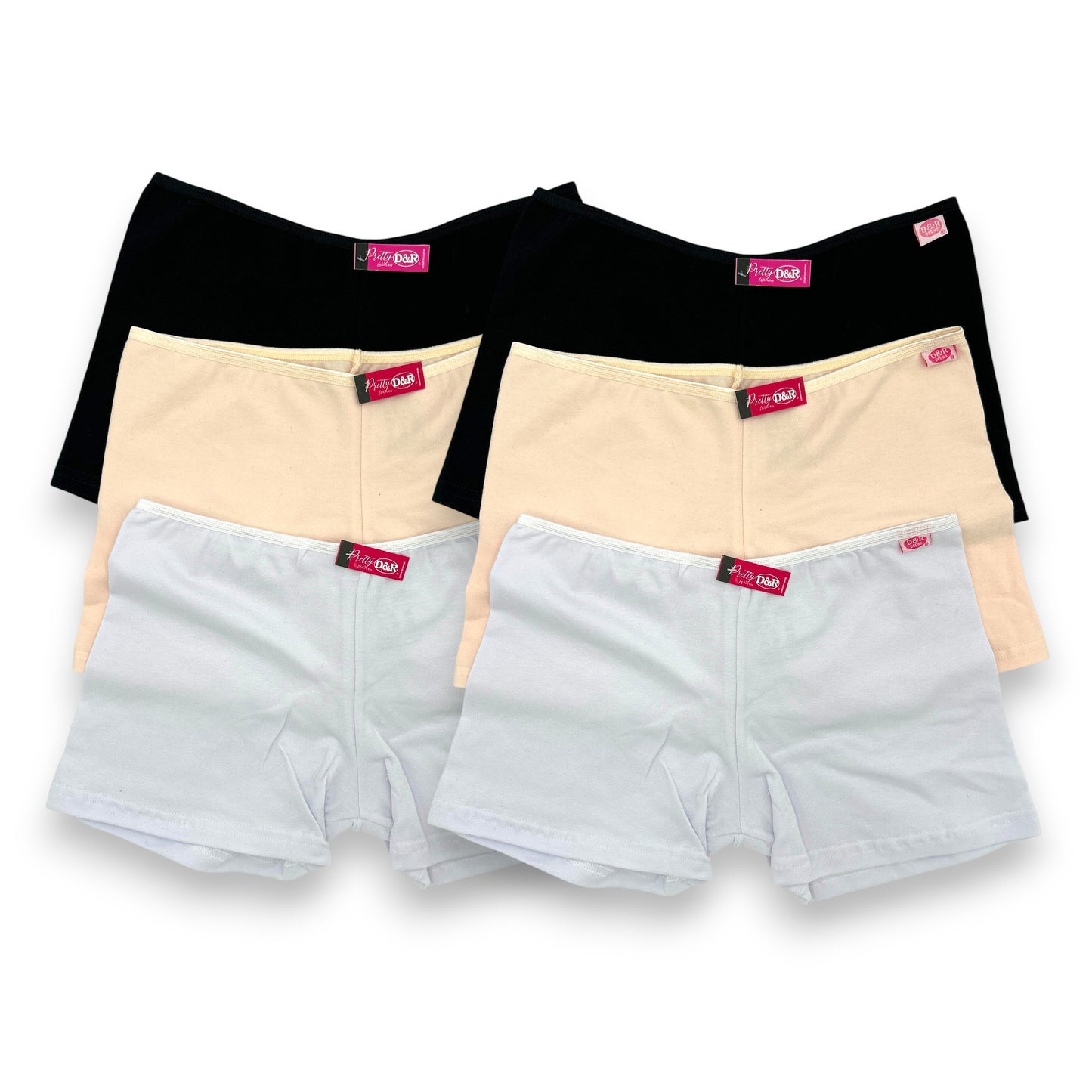 Boxer largo de algodón liso surtido dama D&R paquete de 6