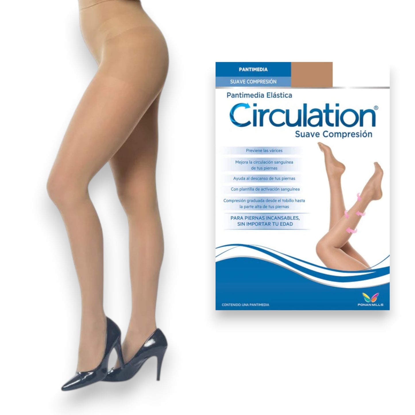 Pantimedia elástica de suave compresión dama Circulation
