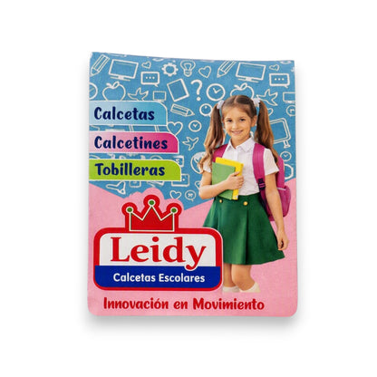 Calceta escolar blanca mil rayas Leidy paquete de 12