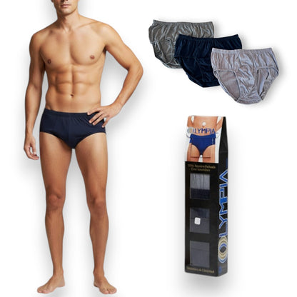 Bikinis lisos de 100% algodón caballero Olympia pack de 3 piezas
