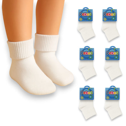 Tobillera lisa de algodón infantil surtida #102-133 Pekes paquete de 6