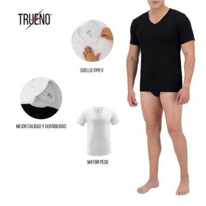 Playera trueno cuello V manga corta color caballero #300-V