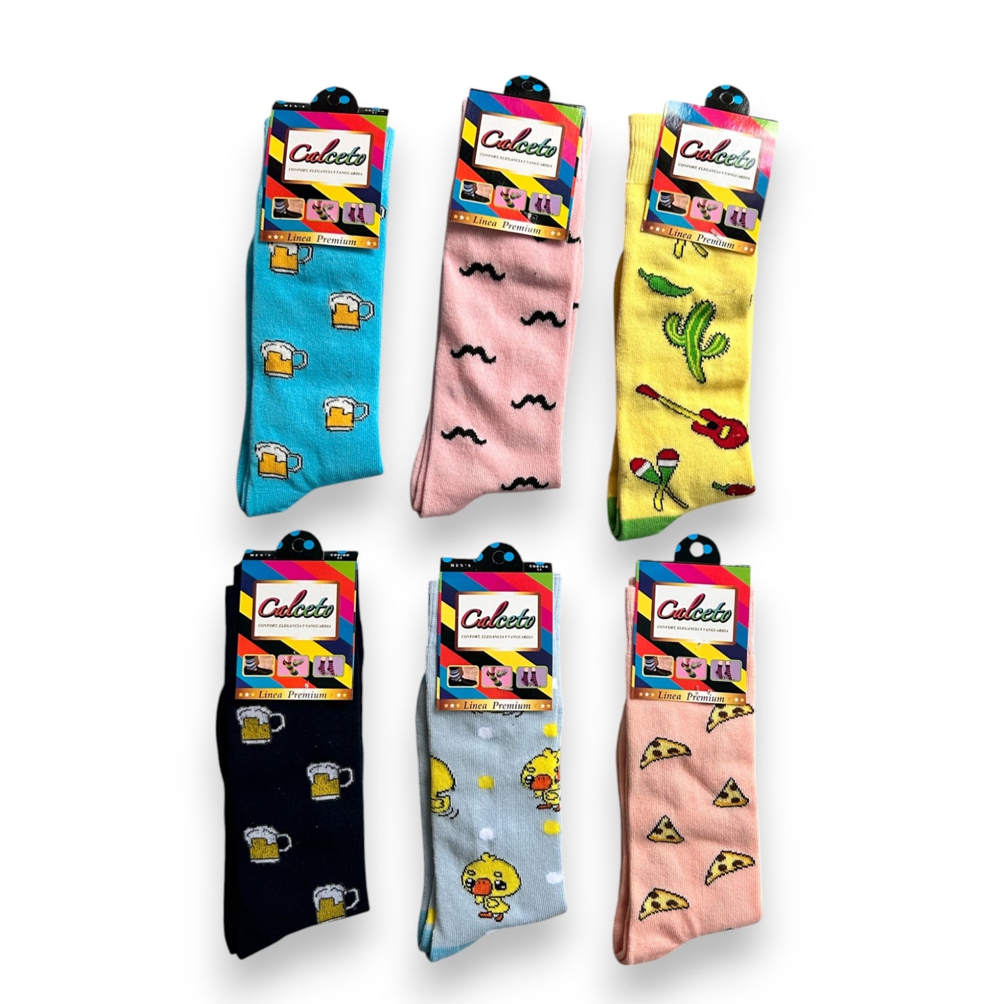 Calcetines de algodón coloridos estampados leka caballero paquete de 6
