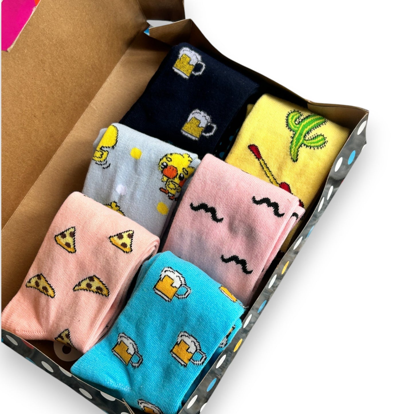Calcetines de algodón coloridos estampados leka caballero paquete de 6