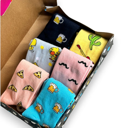 Calcetines de algodón coloridos estampados leka caballero paquete de 6