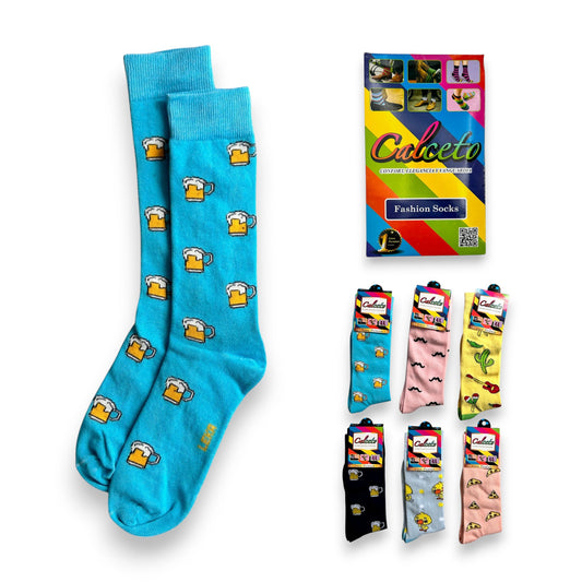 Calcetines de algodón coloridos estampados leka caballero paquete de 6