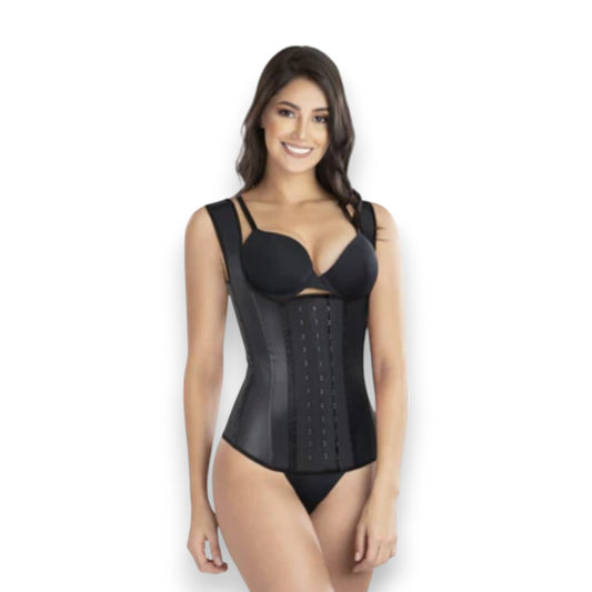 Chaleco colombiano negro fitness termolátex con broches #005 Romanza