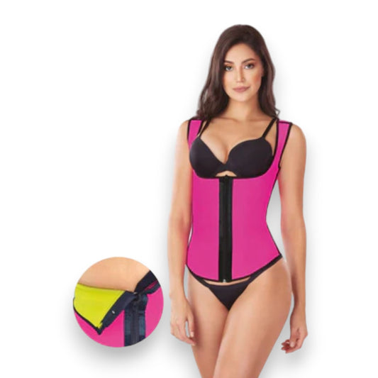 Chaleco colombiano negro fitness neopreno fusionado con zipper #011 Romanza