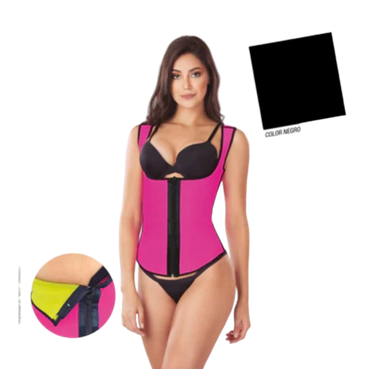 Chaleco colombiano negro fitness neopreno fusionado con zipper #011 Romanza
