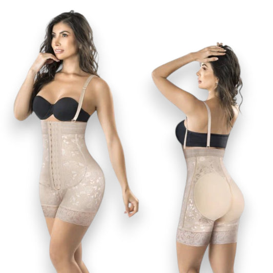Faja Colombiana Powernet Short Strapless con Encaje y Realce #3337 Romanza
