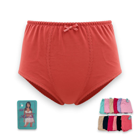 Pantaleta de algodón lisa surtida dama #253 Huvik paquete de 12