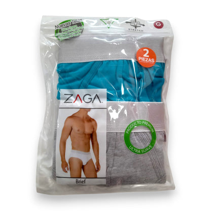 Brief bikini liso de algodón surtido caballero Zaga paquete de 2