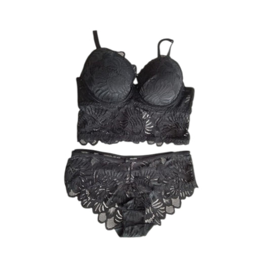 Coordinado negro encaje #24418 carnival