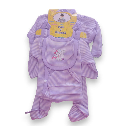 Kit 7 piezas de algodón recién nacido Angelito