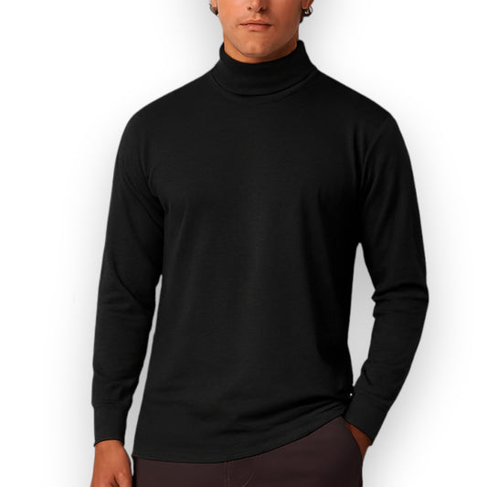 Playera cuello ruso manga larga negra unitalla caballero AYA