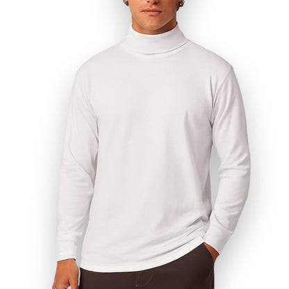 Playera cuello ruso manga larga blanca unitalla caballero AYA