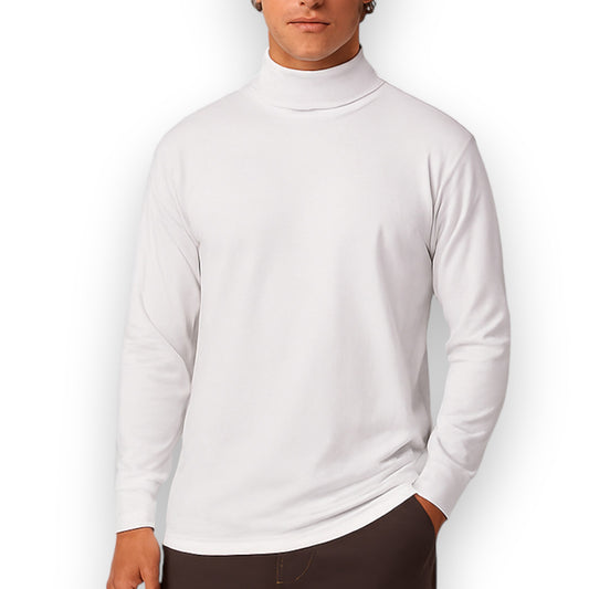 Playera cuello ruso manga larga blanca unitalla caballero AYA