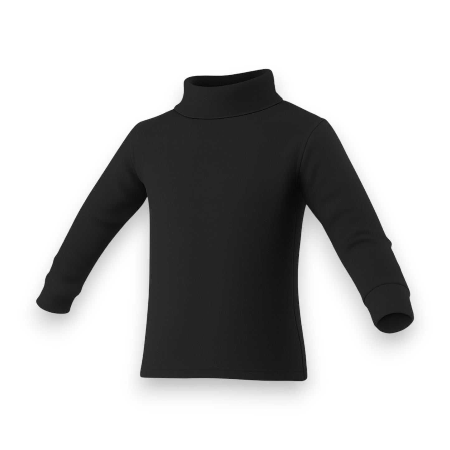 Playera cuello ruso manga larga negra unisex infantil AYA
