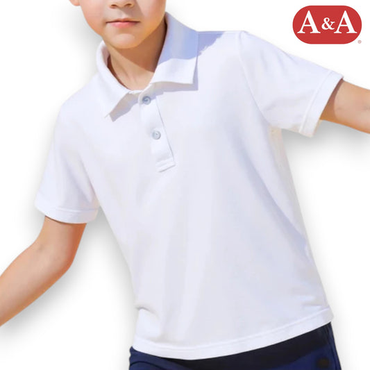 Playera polo escolar inter blanca unisex infantil AYA