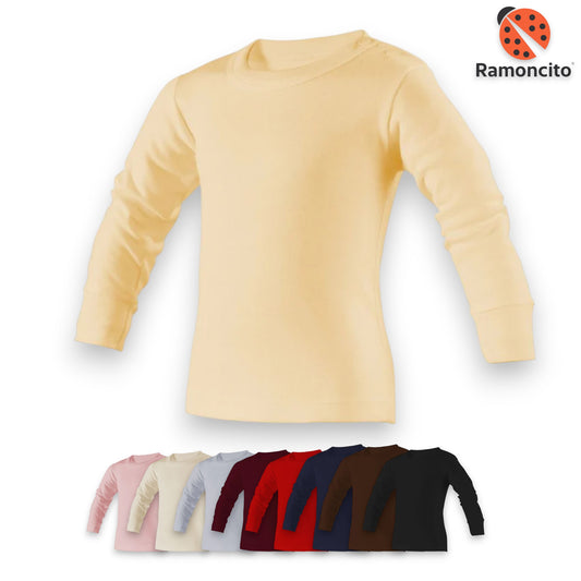 Playera cuello redondo manga larga varios colores infantil unisex Ramoncito
