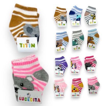 Tin rayado animalitos surtido unitalla bebe Lucecita Tintin paquete de 12