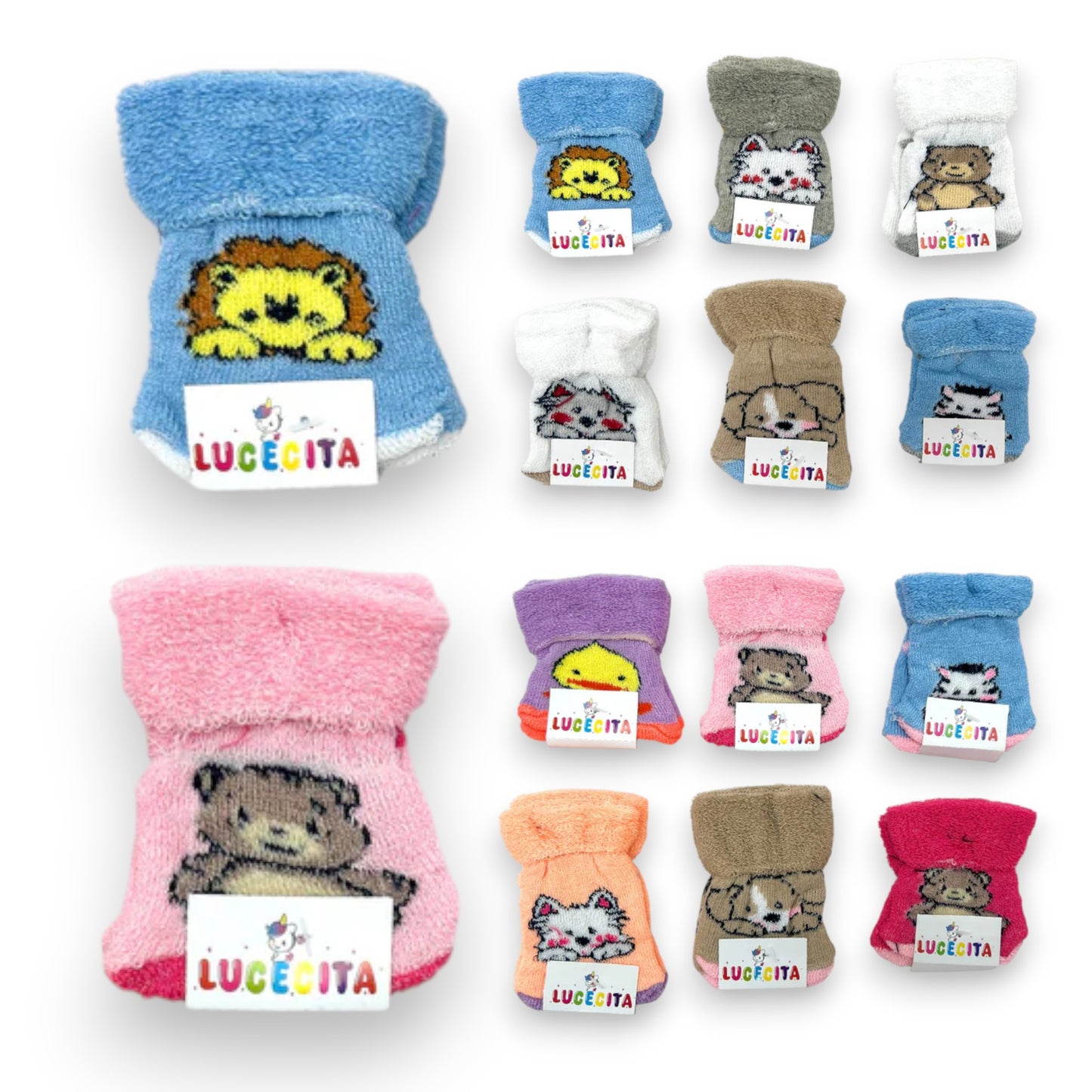 Tin felpa animalitos surtido unitalla bebe Lucecita paquete de 12