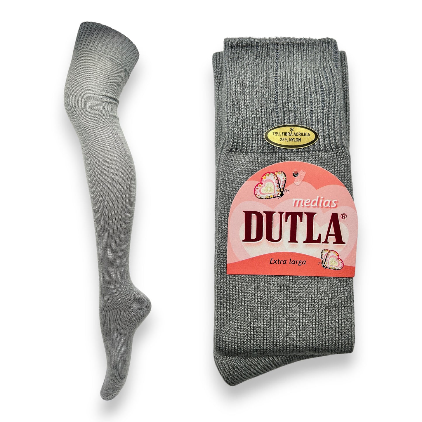 Calceta media extralarga de algodón unitalla dama Dutla