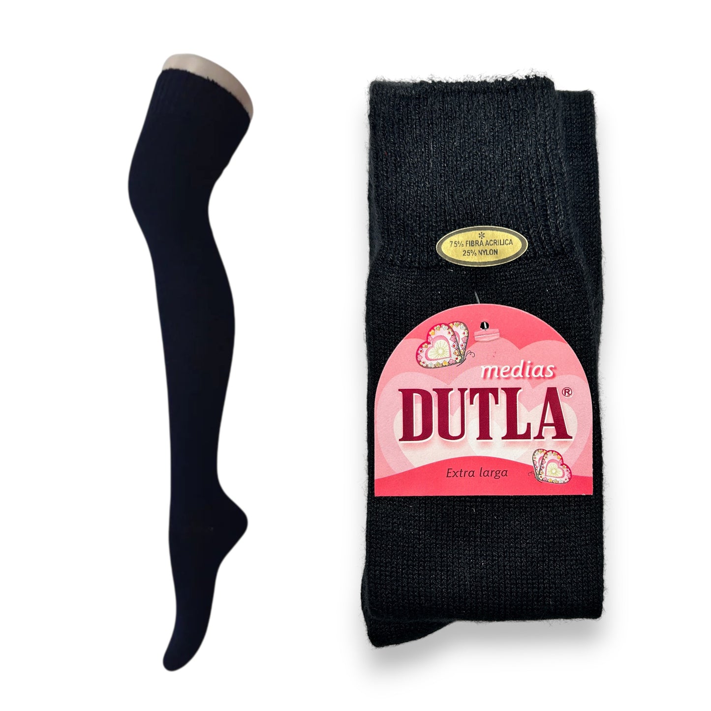 Calceta extra larga lisa surtida para señora unitalla Dutla paquete de 6