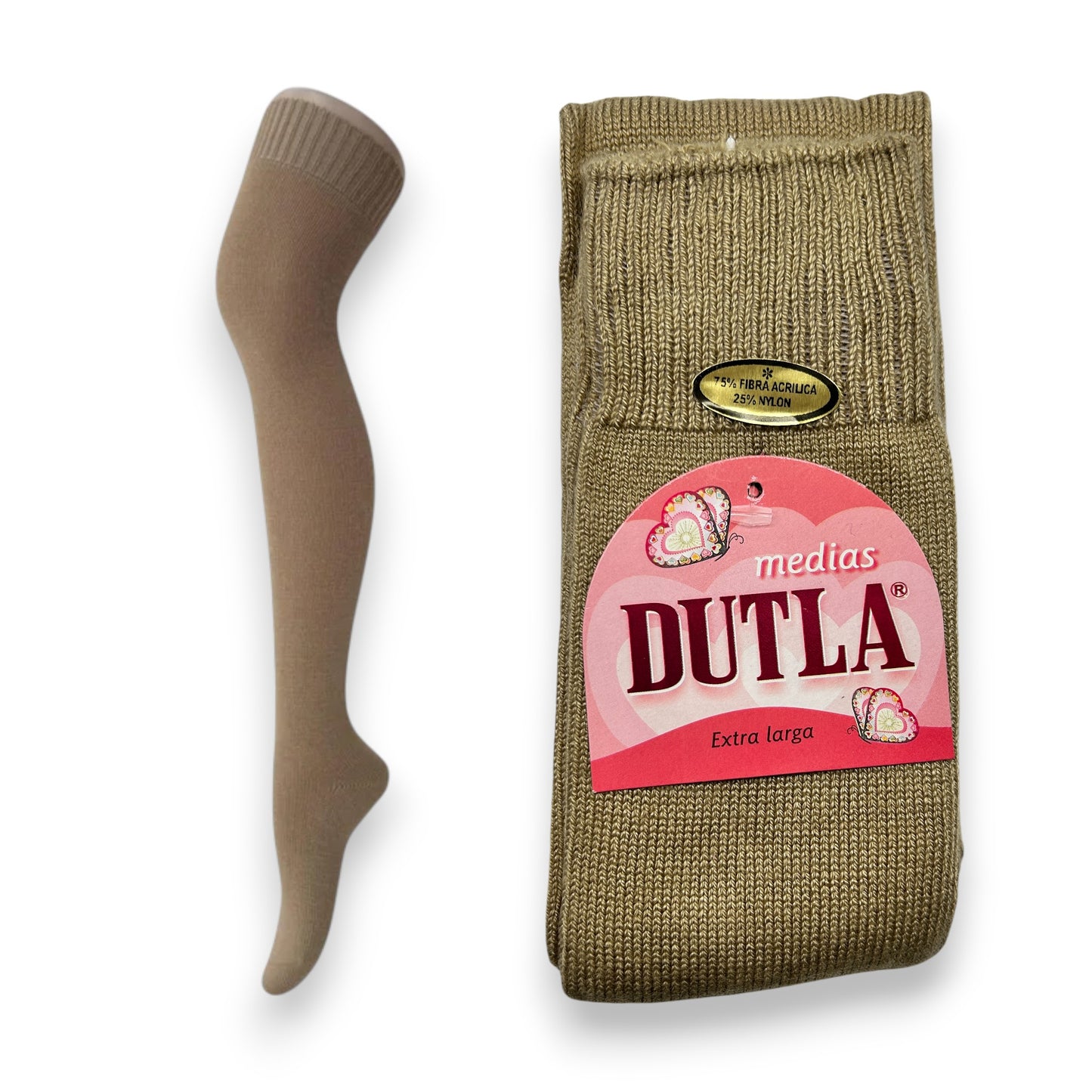 Calceta media extralarga de algodón unitalla dama Dutla