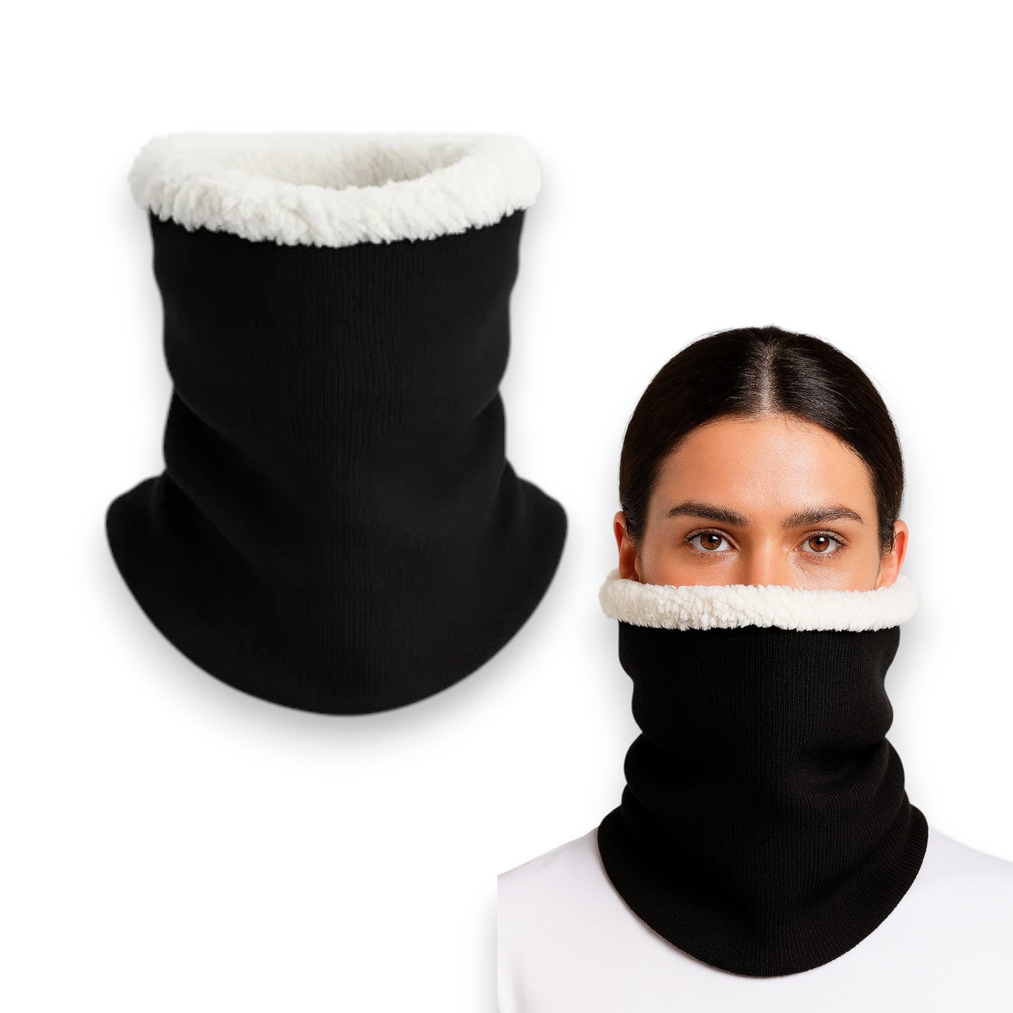 Buff o cuellera térmico negro de acrilán con felpa unitalla