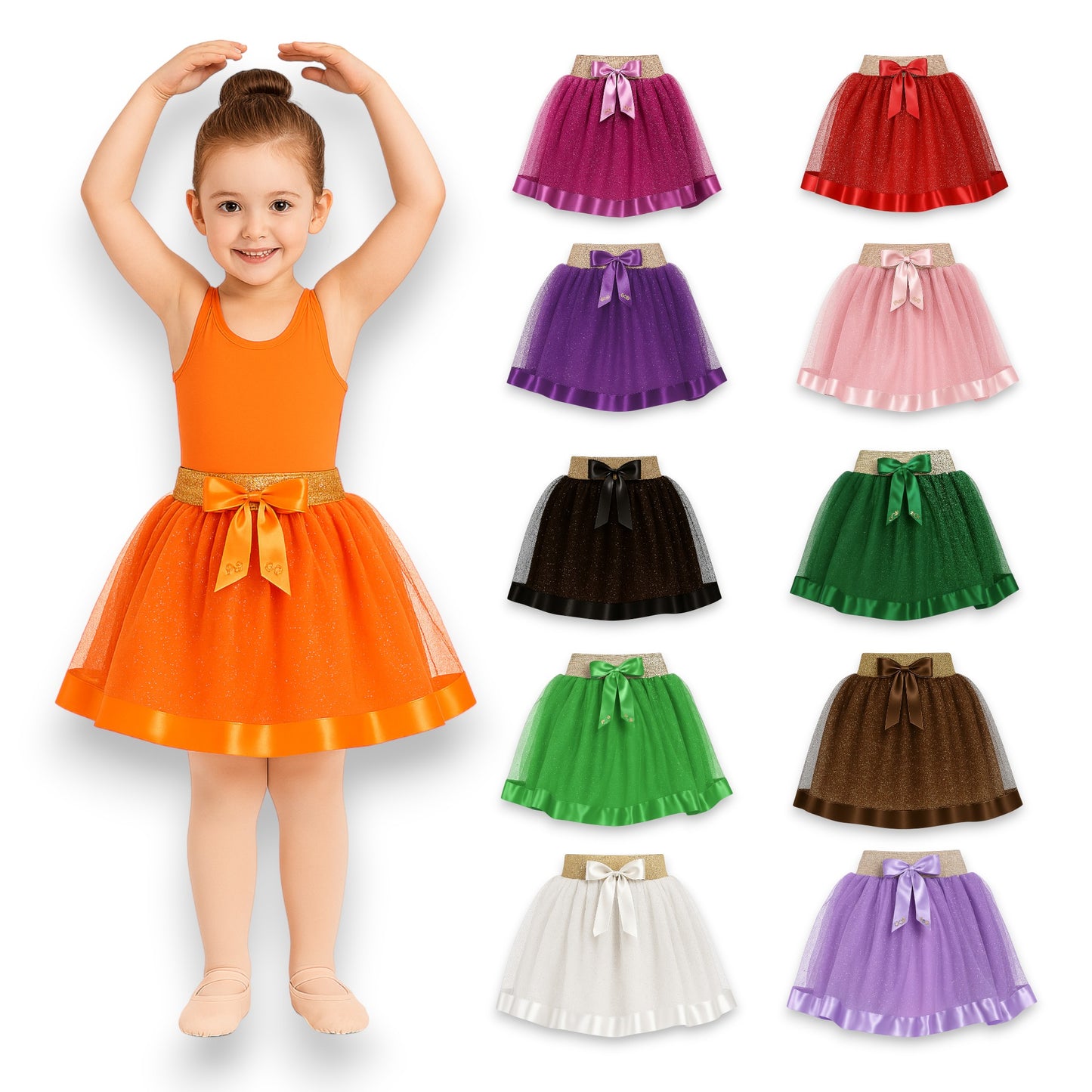 Tutu listón con brillos infantil varios colores niña